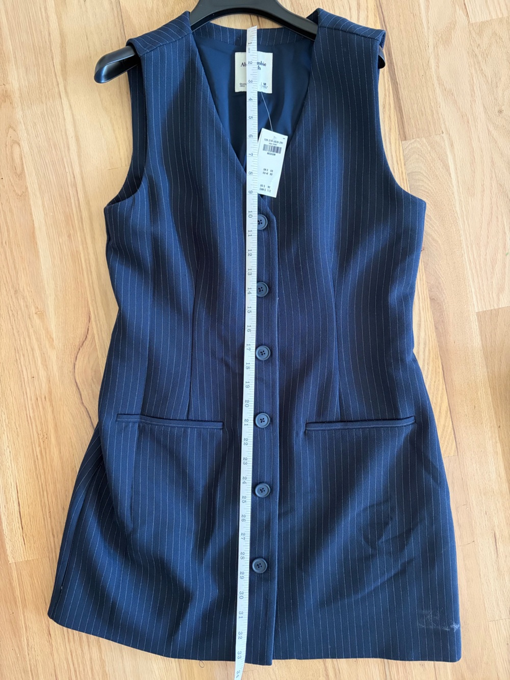 Abercrombie & Fitch Navy Pinstripe Button-Front Dress - Picture 3 of 4